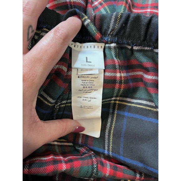 Pottery Barn Mens Pajamas Holiday Plaid Size Large Red and Green M8 - Picture 3 of 7